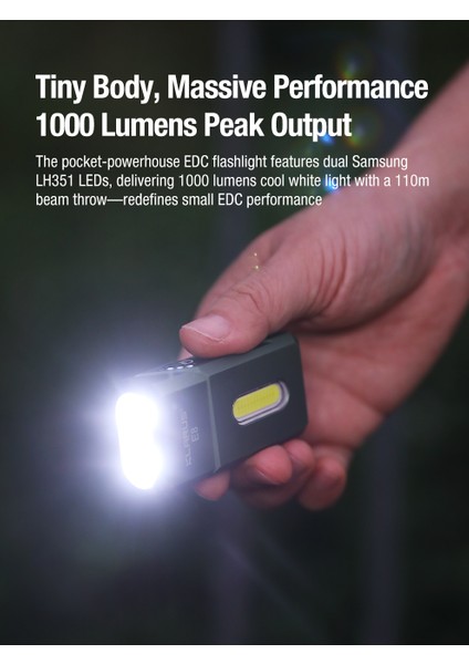 E8 Triple- Light Edc El Feneri 1000 Lümen