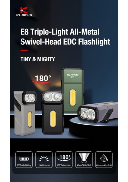 E8 Triple- Light Edc El Feneri 1000 Lümen