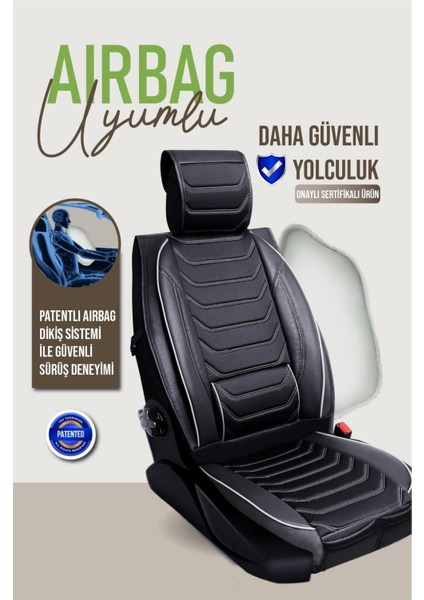 Renault Escape 3 Tekli Oto Koltuk Kılıfı Ön Arka Set Siyah Beyaz Scr indirimleri