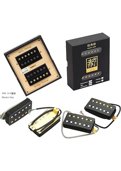 Alnico 5 Overwound Açık Stil Humbucker Manyetik Elektro Gitar Seti, Siyah fiyatları