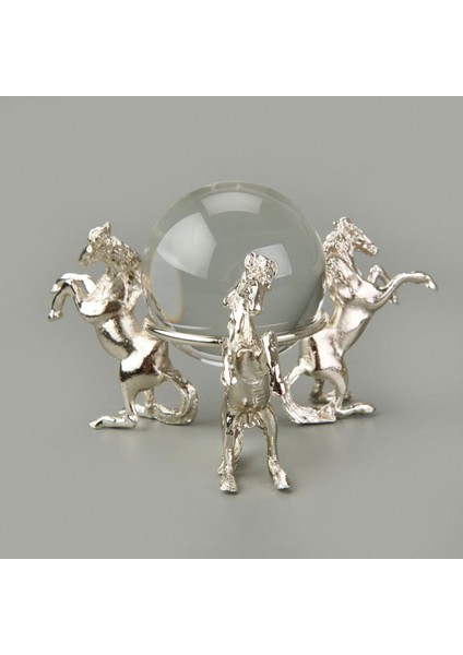 Deco Atlı Cam Top Dekor - Silver - 11 cm