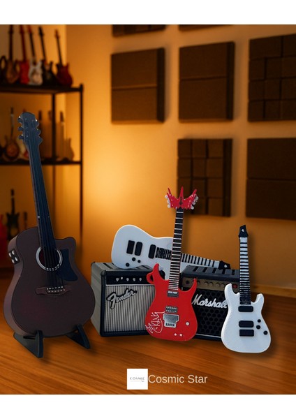 Elektro Gitar Anahtarlık | Müzik Tutkunlarına Özel Tasarım | 3D Pla Malzeme Dayanıklı Hediyelik 2'li