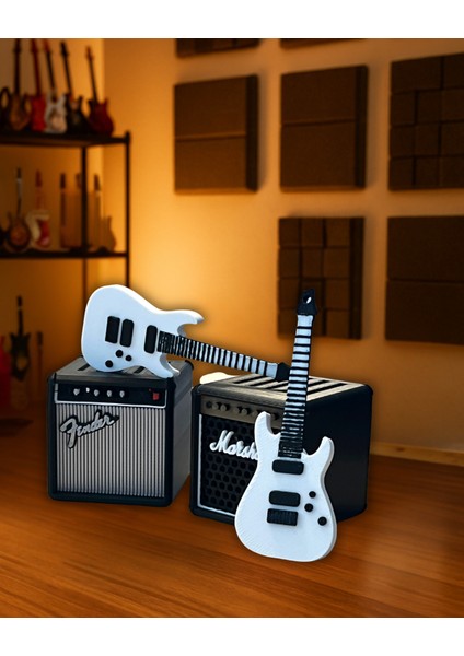 Elektro Gitar Anahtarlık | Müzik Tutkunlarına Özel Tasarım | 3D Pla Malzeme Dayanıklı Hediyelik 2'li fiyatları