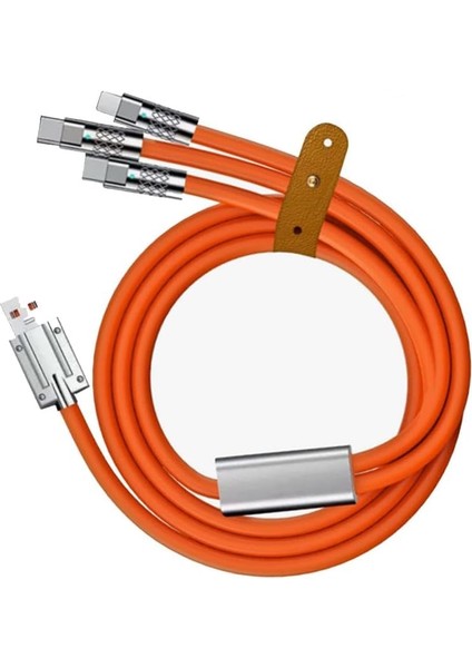 3 Şarj Aleti 1 Arada Çinko Alaşım Hızlı Şarj Kablosu Turuncu
