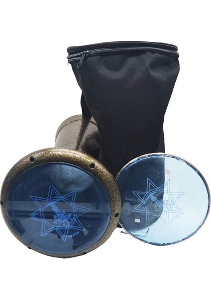 Mısır El Sanatları Darbuka Profesyonel, 42 Cm, 6 Cıvata, Metalize Alüminyum, Kılıf ve Yedek Yama Ile, Paslı Altın