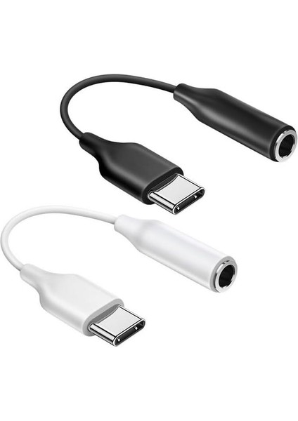 Typ-C Için 3.5mm Kulaklık ve Mikrofon Adaptörü Siyah (Siyah)