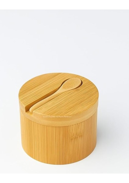 Kapaklı Kaşıklı Ahşap Baharatlık Doğal Ahşap Baharat Kabı Kaşık ve Kapaklı Tasarım Mutfak Tezgahı Için Şık Pratik Tuz Şeker Saklama Kutusu Baharat Organizer