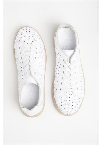 151057 Zımbalı Günlük Ayakkabı Hakiki Deri Beyaz Flotur fırsatları