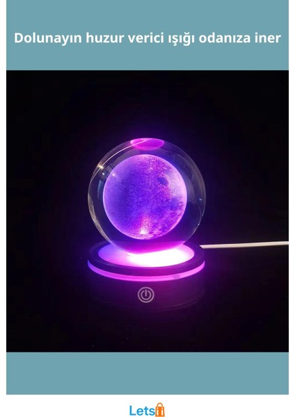 Usb'li Dolunay Tasarımlı Dönen Cam Küre 8 cm fiyatları