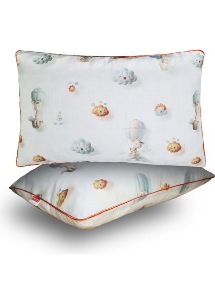 2 Adet Müslin Kumaşlı Ortopedik Çocuk Yastığı,visco Parçacıklı Pamuk Kılıflı 40*60 *1100 Gr(Bulut)