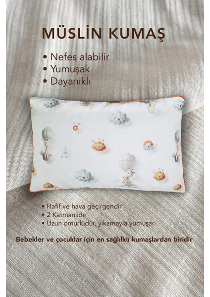2 Adet Müslin Kumaşlı Ortopedik Çocuk Yastığı,visco Parçacıklı Pamuk Kılıflı 40*60 *1100 Gr(Bulut) modelleri