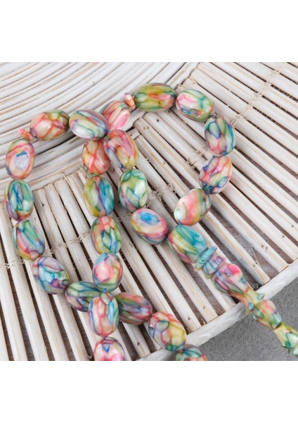 Galalit Yumurta Kesim 8.5X12MM Tesbih -Sedefli Pembe