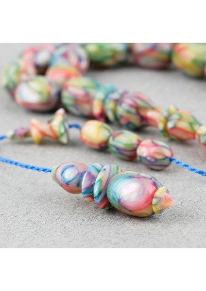 Galalit Yumurta Kesim 8.5X12MM Tesbih -Sedefli Pembe