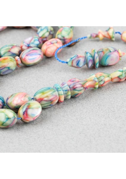 Galalit Yumurta Kesim 8.5X12MM Tesbih -Sedefli Pembe