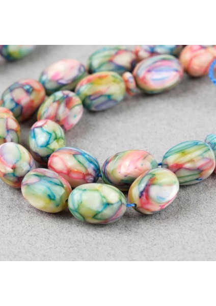 Galalit Yumurta Kesim 8.5X12MM Tesbih -Sedefli Pembe