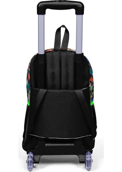 High Işıklı Tekerlekli Dinazor Kamuflaj Çekçek Okul ve Seyahat Çantası Erkek Çocuk Gri fiyatları