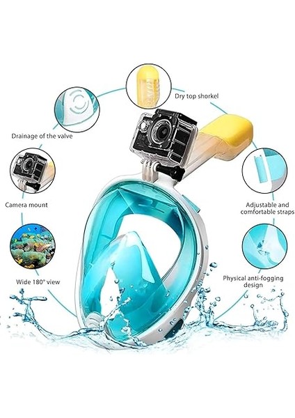 Dalış Maskeleri Çocuklar,snorkel Maskesi, 5-14 Yaşında Çocuklar Için Tam Yüzü Paylama Maskesi Anti-Fog, Anti-Leak Top Snorkel Seti modelleri