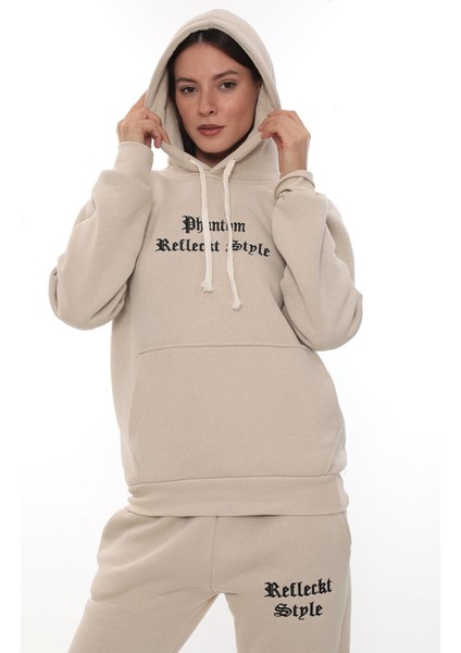 Kadın Kapüşonlu Kanguru Cep Şardonlu 3 Iplik Kışlık Içi Polarlı Günlük Eşofman Takım fiyatları