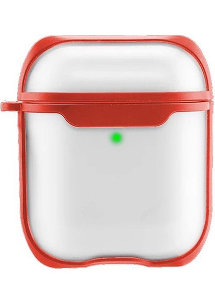 Apple Airpods 1. ve 2. Nesil Uyumlu Buzlu Transparan Renkli Çizgili Kılıf Bumper Koruma Kabı Hybrid