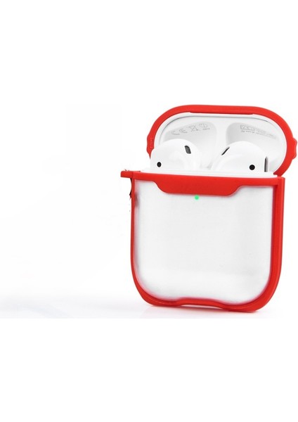 Apple Airpods 1. ve 2. Nesil Uyumlu Buzlu Transparan Renkli Çizgili Kılıf Bumper Koruma Kabı Hybrid modelleri
