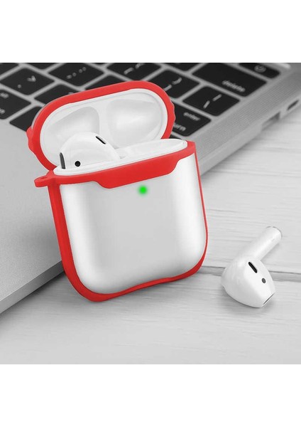 Apple Airpods 1. ve 2. Nesil Uyumlu Buzlu Transparan Renkli Çizgili Kılıf Bumper Koruma Kabı Hybrid fırsatları