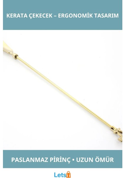 Ergonomik Uzun Saplı Pirinç Kerata Çekecek