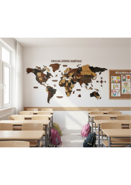 Luna Ahşap Dünya Haritası