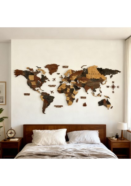 Luna Ahşap Dünya Haritası