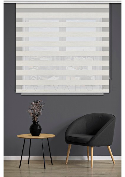 Zebra Stor Perde 01 Ekru Mutfak Çocuk Odası Ofis Balkon Salon Perdesi Güneşlik Perde Plaseco