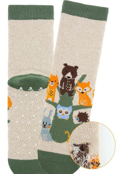 3'lü Kaydırmaz Forest Desenli Çocuk Soket Çorap indirimleri