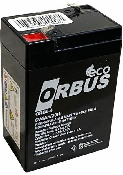 6V 4 Ah Akü Kuru Tip (70*48*101) (0,66 Kg) Eco