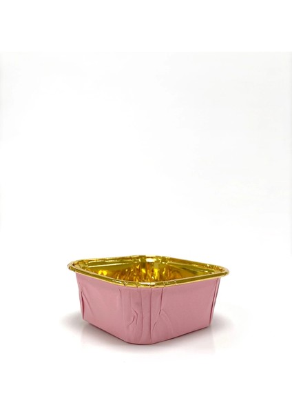 Muffin Kek Kapsülü Kare Pembe-Altın 25LI modelleri