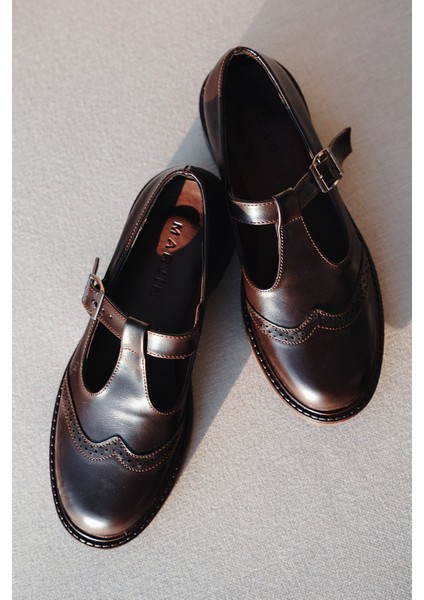 Kadın Loafer Çift Yüzlü Bantlı Günlük Ayakkabı Titra Kahve modelleri