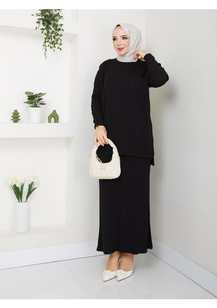 3402 Tek Cepli Fitilli Etekli Triko Takım