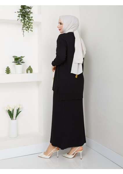 3402 Tek Cepli Fitilli Etekli Triko Takım modelleri