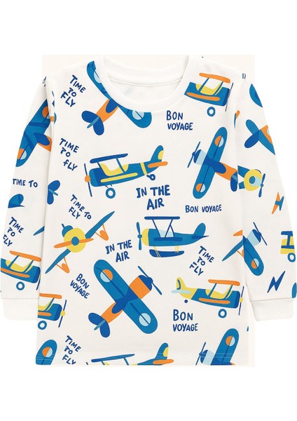 Time To Fly Beyaz Desenli Çocuk Pijama Takımı modelleri