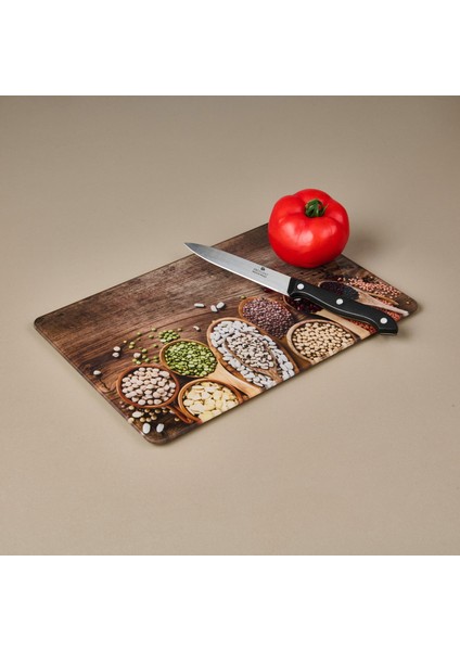 Sebze Desenli Cam Kesme Tahtası - Renkli - 20X30 cm fiyatları