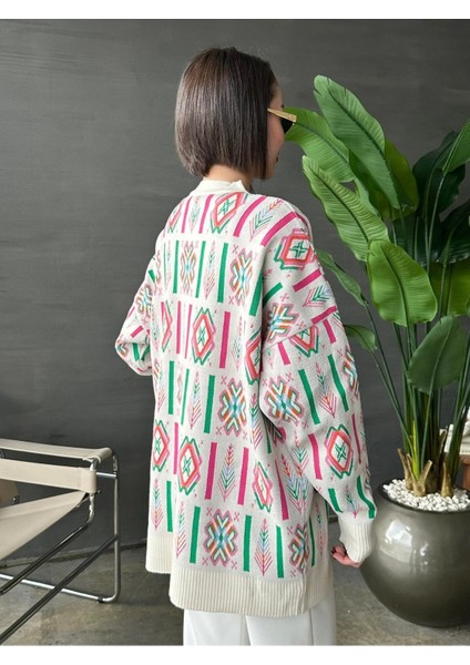 Triko Oversize Etnik Desenli Hırka fiyatları