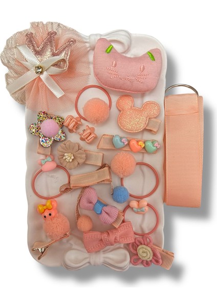 Kız Çocuk Yavruağzı Renk Hediyelik Kutulu 18'li Set Toka fiyatları