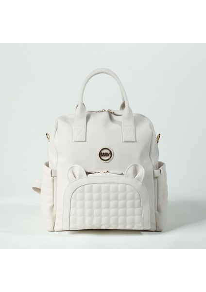 Kitty Deri Anne Bebek Bakım Sırt Çantası 7271 Krem