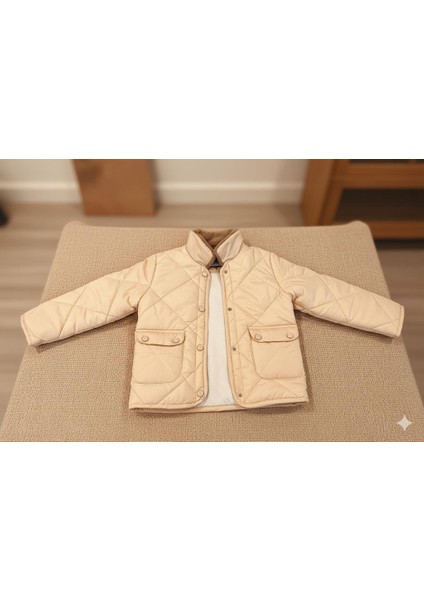 Kapitone Peluş Yaka Detaylı Kız Çocuk Montu Sonbahar Kışlık modelleri