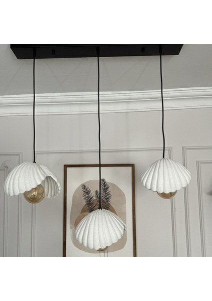 Inci Beton Görünümlü Iskandinav Bohem 3’lü Sarkıt Avize - Yemek Masası Salon Avize + Ampul Dahil