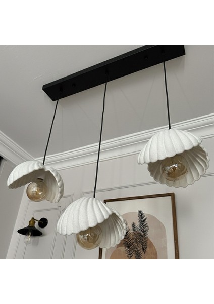 Inci Beton Görünümlü Iskandinav Bohem 3’lü Sarkıt Avize - Yemek Masası Salon Avize + Ampul Dahil fiyatları