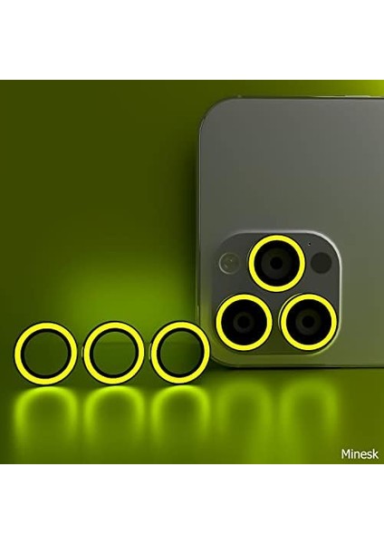 Iphone 11 Serisi / 12 Serisi / 13 Serisi Tüm Modelleri Için Uyumlu Karanlıkta Parlayan Fosforlu Kamera Lens (3&apos;lü Set) (11/11 Pro / 11 Pro Max / 12/12 Mini, Sarı) fiyatları