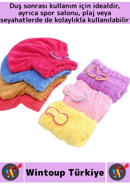 Her Baş Ölçüsüne Uyumlu Esnek Hızlı Emici Banyo Havuz Duş Mikrofiber Havlu Saç Kurutma Bonesi 2 Adet modelleri