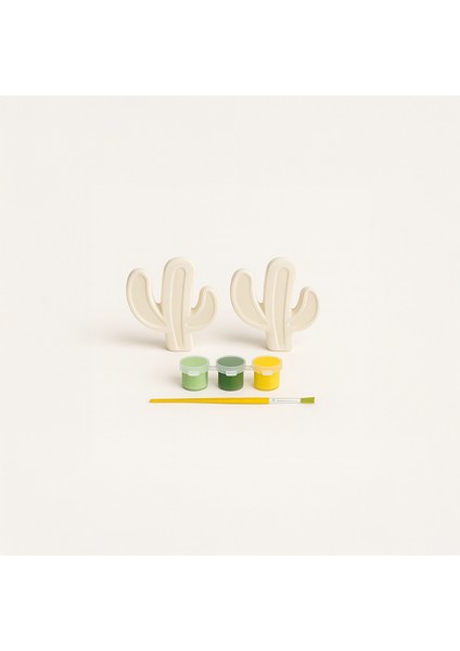 Sevimli Kaktüs Beton Taş Boyama Seti