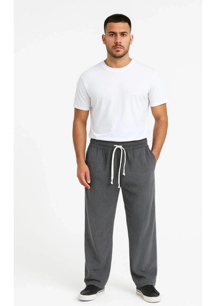 Mdb Erkek Fitilli Kadife Cepli Buggy Pantolon Oversize Rahat Kalıp Füme