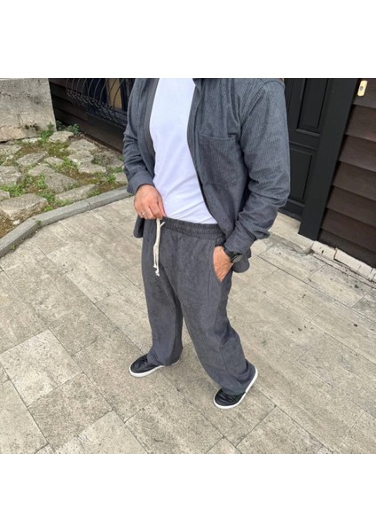 Mdb Erkek Fitilli Kadife Cepli Buggy Pantolon Oversize Rahat Kalıp Füme modelleri