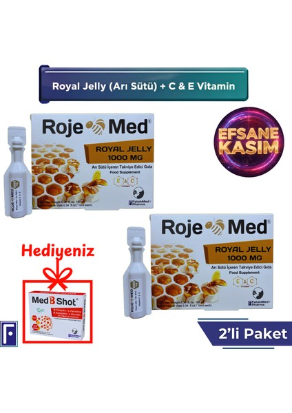 Royal Jelly 1000 Mg – Arı Sütü Fresh Vitamin C & E – 10 Shot 2'li Avantaj Paketi