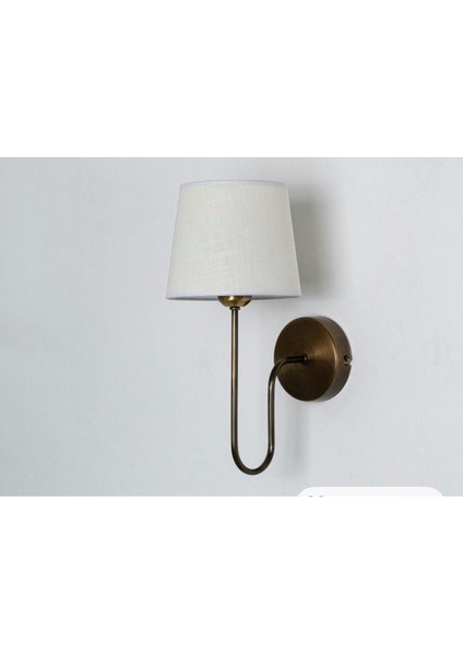 Vintage Tekli Duvar Lambası Eskitme Metal Gövde Kumaş Abajur